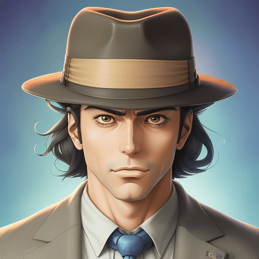 AI generated: A portrait of a detective, with a fedora hat, in anime style, inner light, highly detailed, portrait...