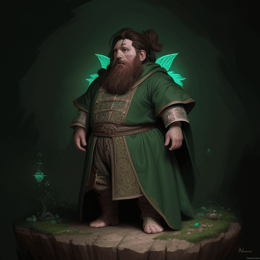 AI generated: man Lionel Messi as a dwarf with little legs, deep focus, green robe, fairy fantasy, intricate, eleg...
