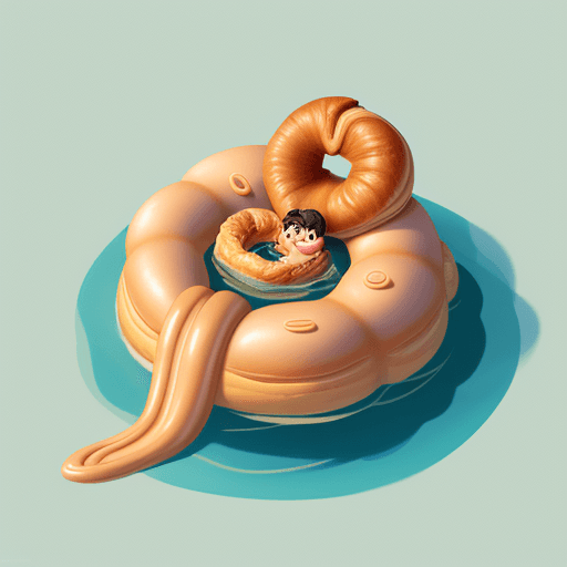 AI generated: A cartoon croissant floating