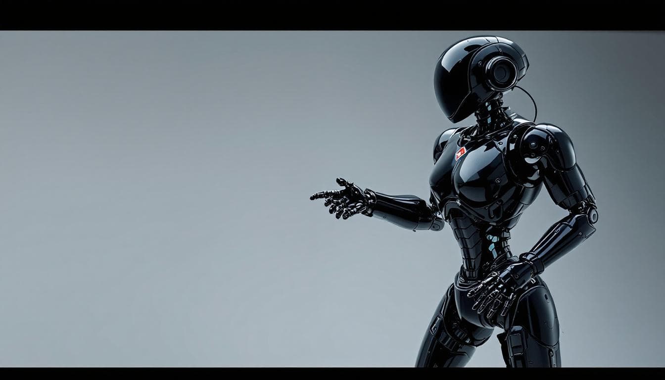 AI generated: black Domino's Pizza robot
