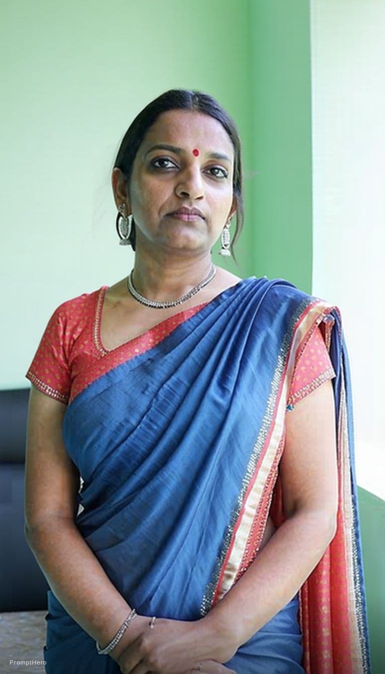 AI generated: In modern style saree navel slip gorgeous without changing face details 