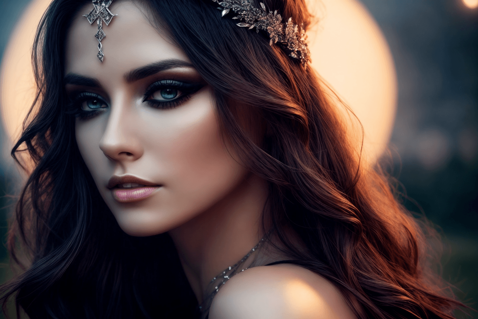 AI generated: Beautiful pagan druid, stonehenge, ritual, Victoria Frances, luis royo, (french:0. 3, italian:, Roma...