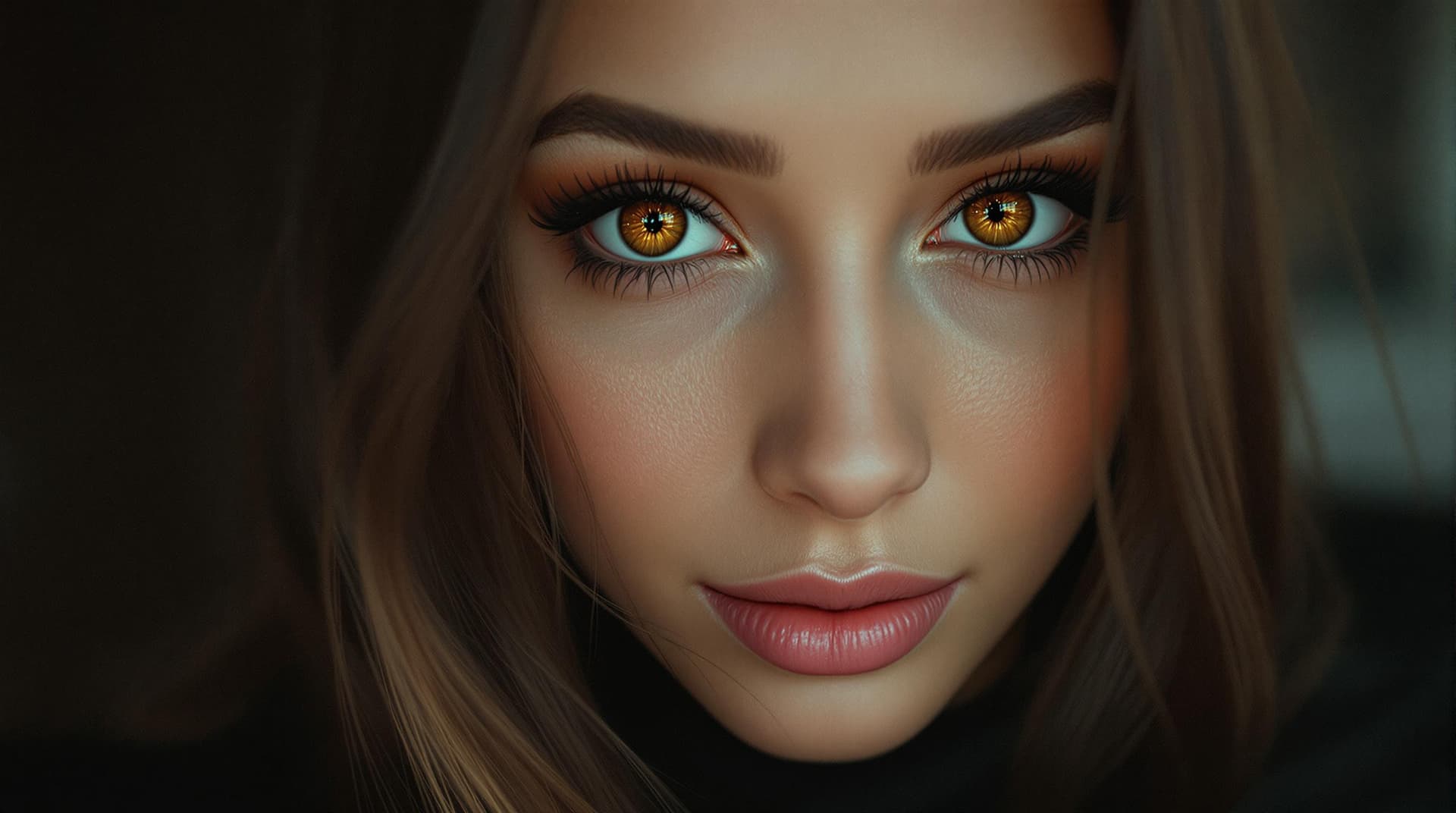 AI generated: "Photo of a ultra realistic  close-up of women’s face, focusing on her large expressive hazel eyes w...
