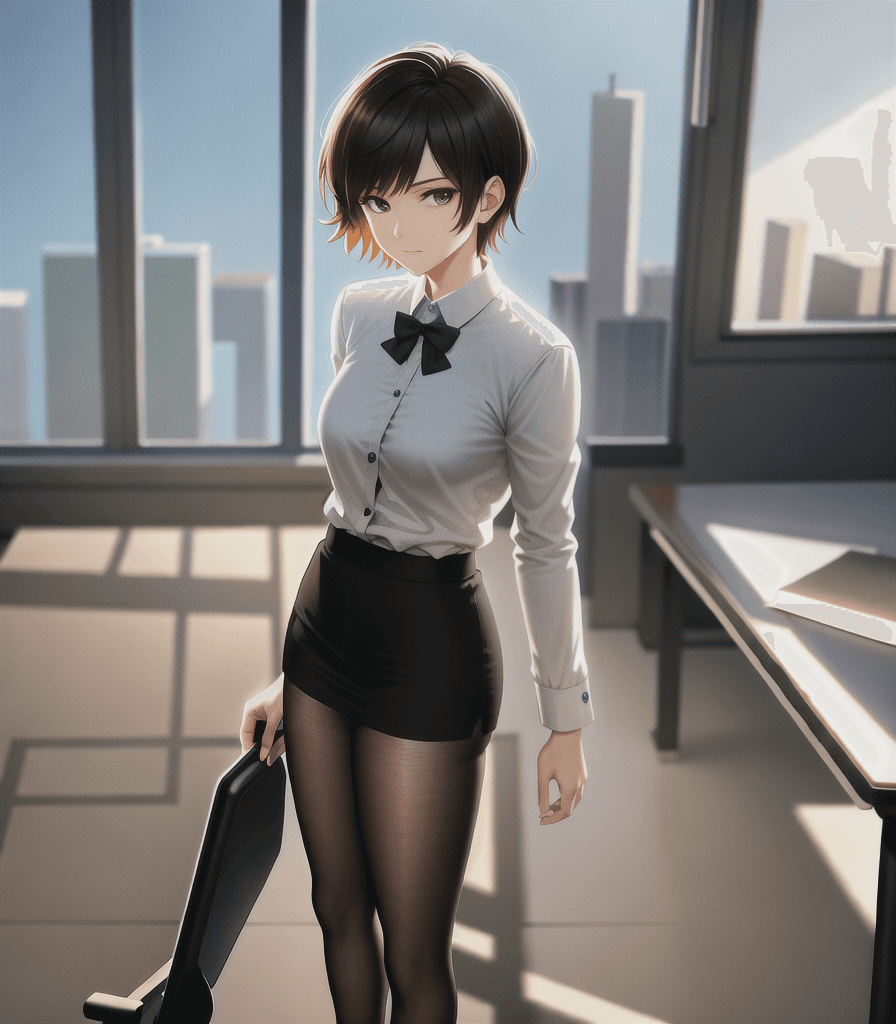 AI generated: (perfect anime illustration), 1girl, short hair, brown hair, medium breasts, school uniform, school ...