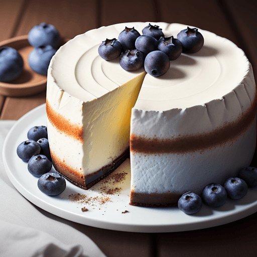 AI generated: food photography,cheese cake,blueberries,cinnamon,in a luxurious Michelin kitchen style, depth of fi...