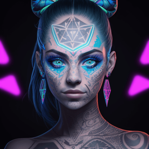AI generated: Create a portrait of a person with facial tattoos. The tattoos should include geometric patterns and...