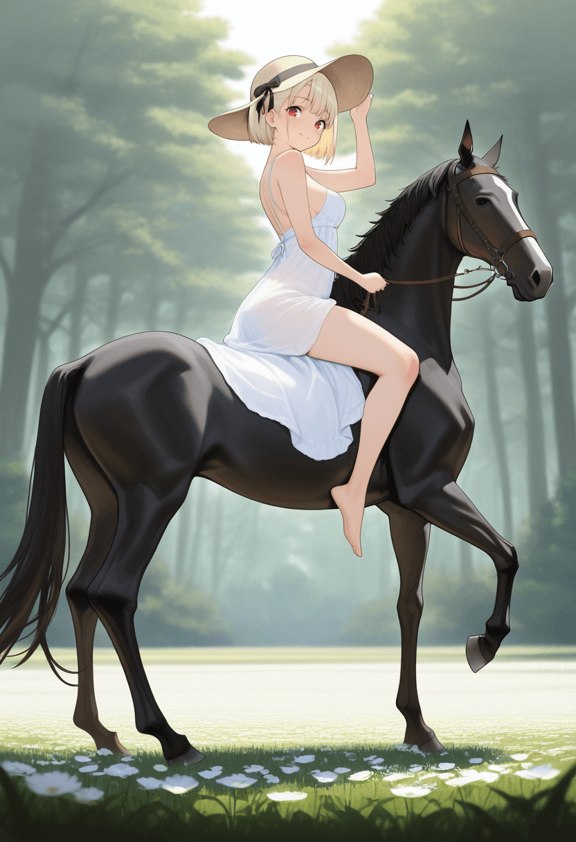 Rides a horse bareback - Image 1