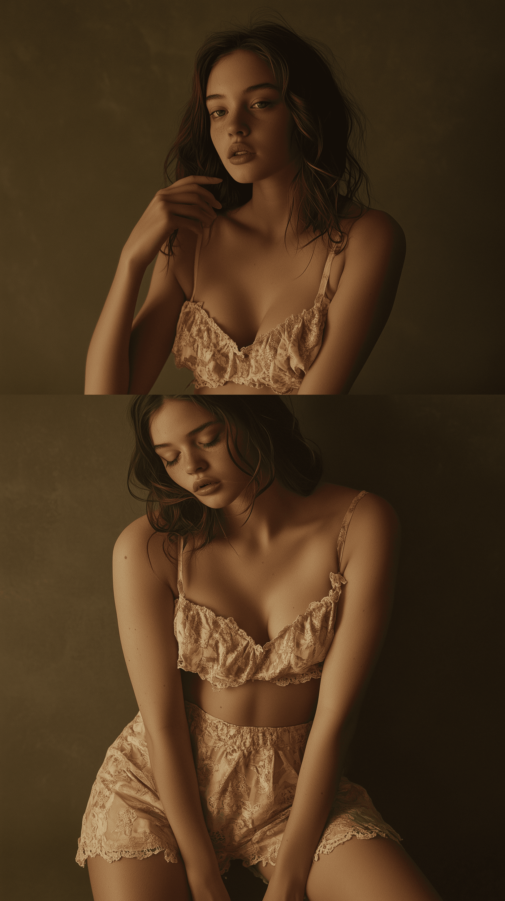 AI generated:  Young Female Subject, Contemplative Pose, Looking Elsewhere,  Dream-core, Present Time, No Blended ...