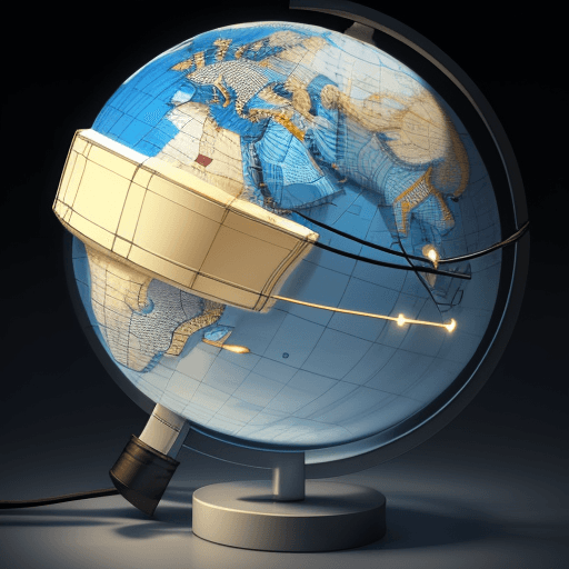AI generated: Logo with a globe with a cable that surrounds it, as if it were a network. The wire could have littl...