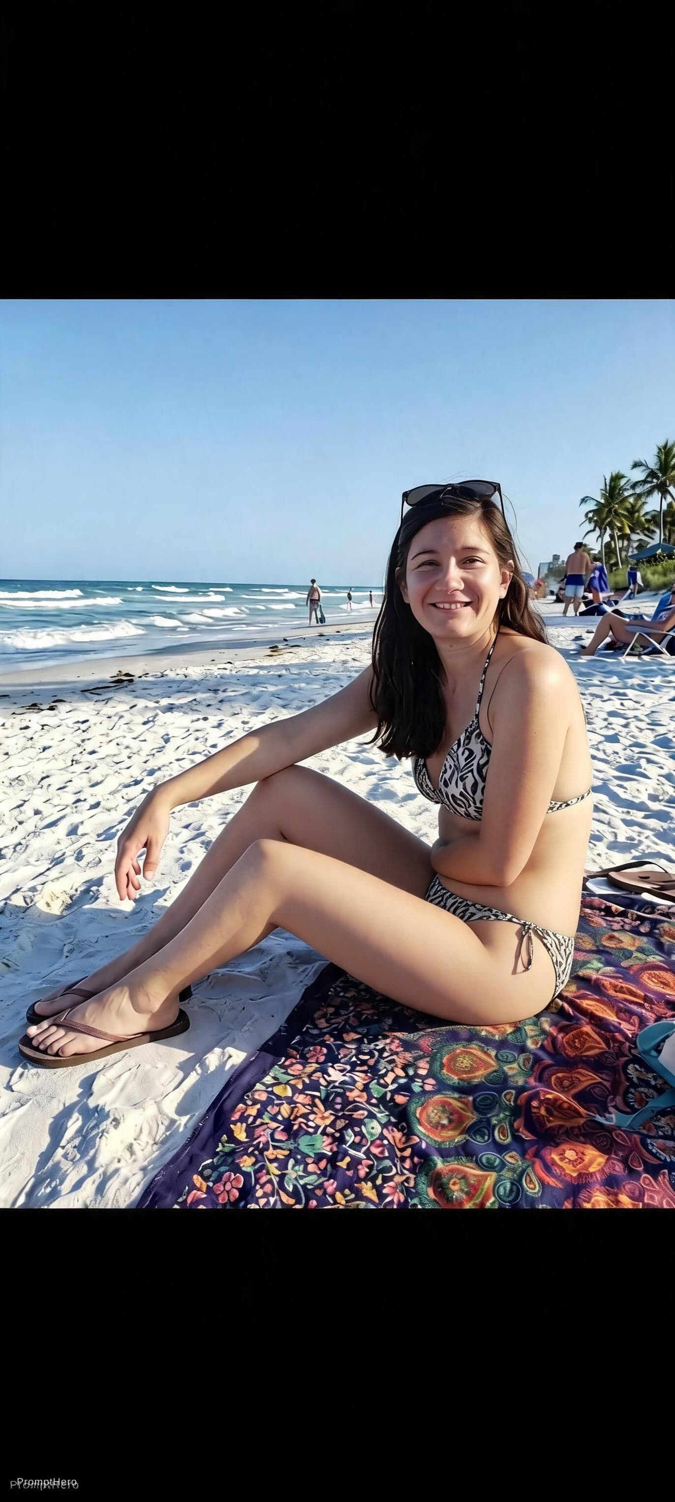 AI generated: Die Frau hat einen Bikini am Strand an 