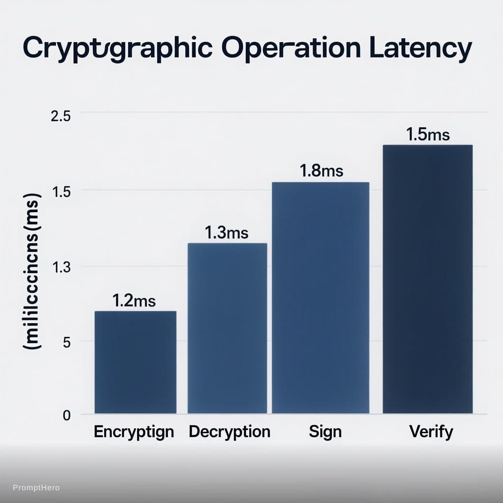 AI generated: Professional bar chart titled "Cryptographic Operation Latency". Y-axis "milliseconds (ms)" from 0 t...