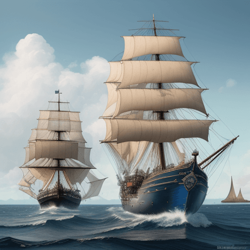 AI generated: higly detailed, majestic royal tall ship on a calm sea,realistic painting, by Charles Gregory Artsta...