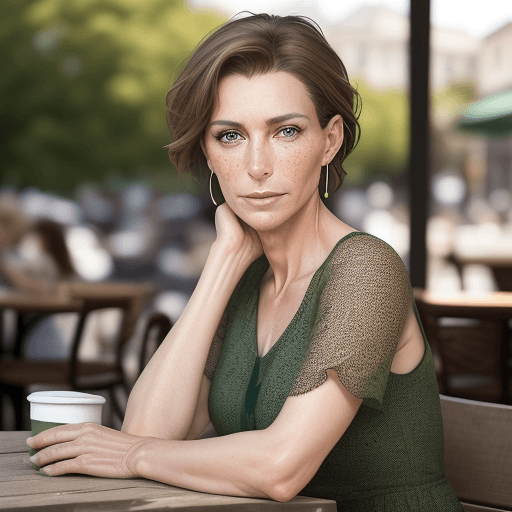 AI generated: portrait attractive 45 year old French woman, slender graceful build, short brown rock hairstyle, ea...