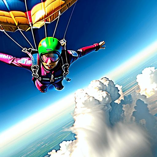 AI generated: Skydiver falling through the clouds