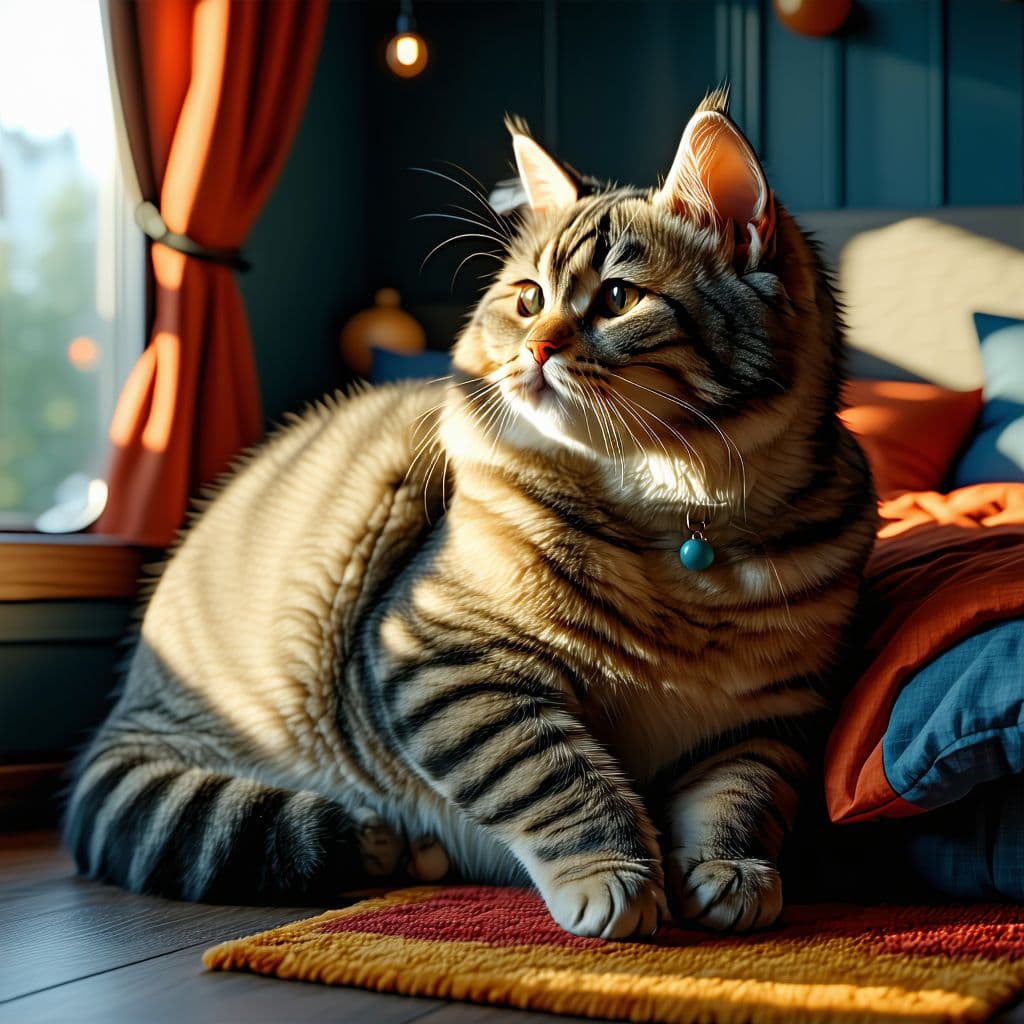 AI generated: big and fat catcinematic, hyper realism, high detail, octane render, 8k,cinematic, hyper realism, hi...