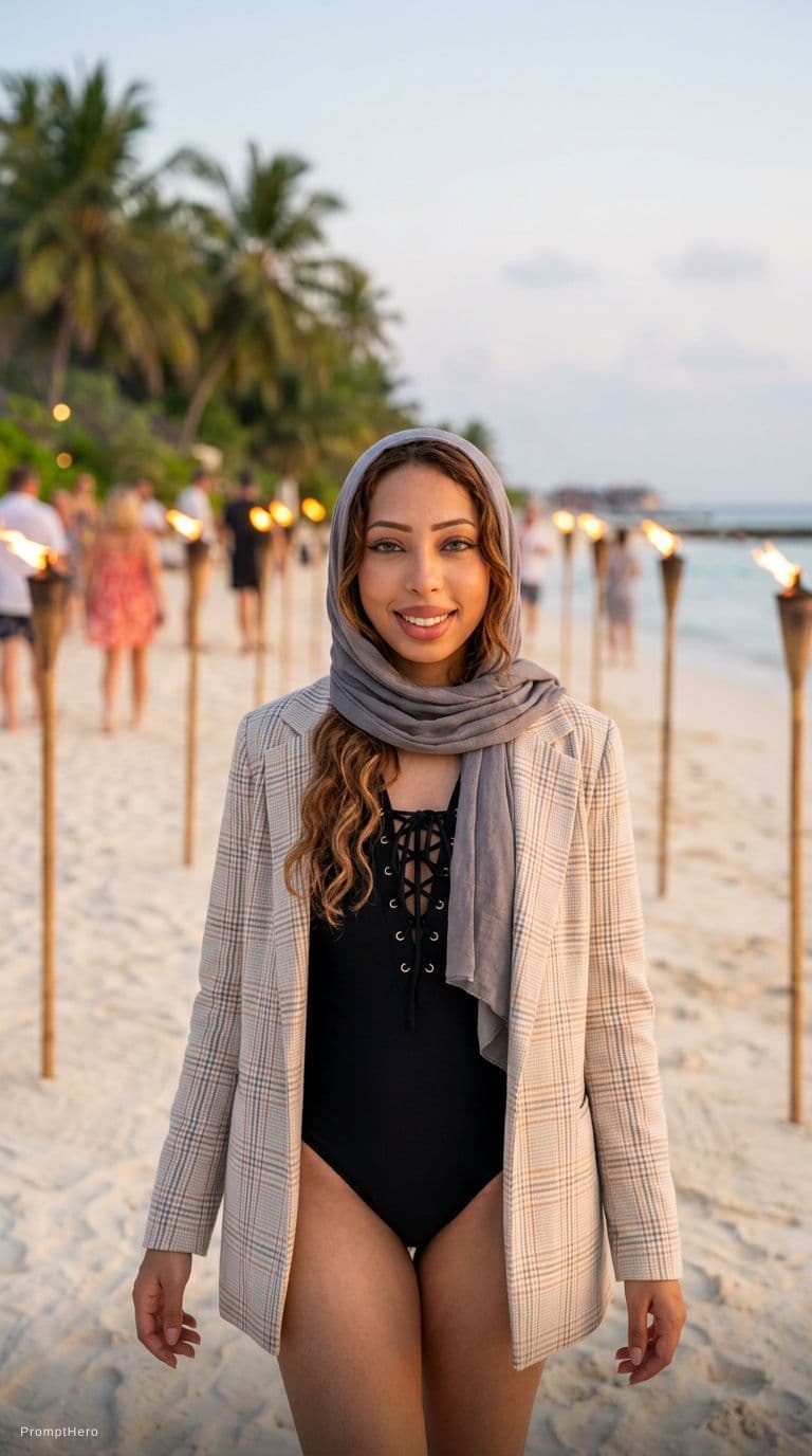 AI generated: "A vibrant, high-resolution full-hight vertical photograph capturing a supermodel walking towards th...