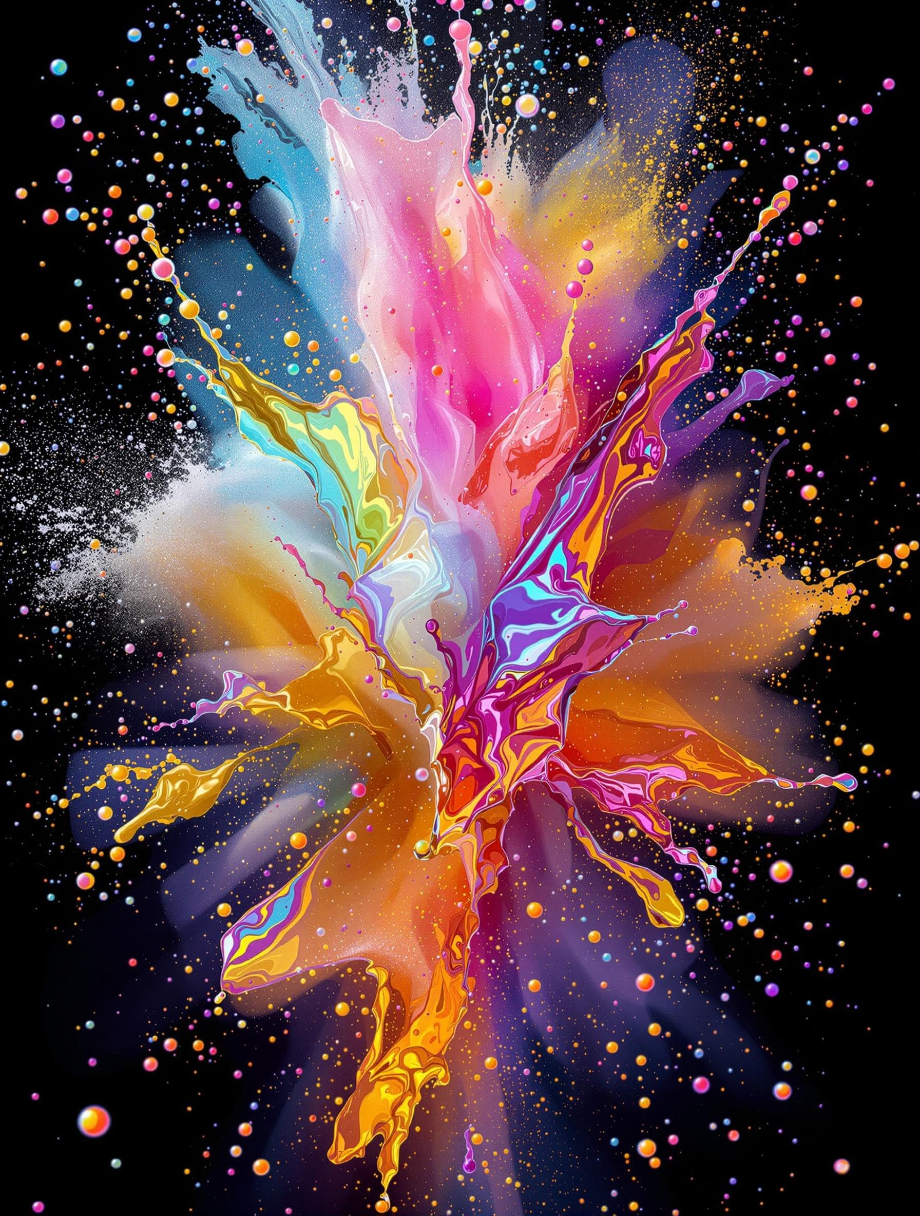 AI generated: holographic abstract hqnbackground art, neon, pattern, liquid, powder, glas splitter, studio lights,...