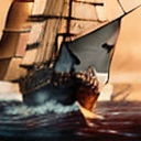 AI generated: Photo of a ultra realistic sailing ship, dramatic light, pale sunrise, cinematic lighting, battered,...