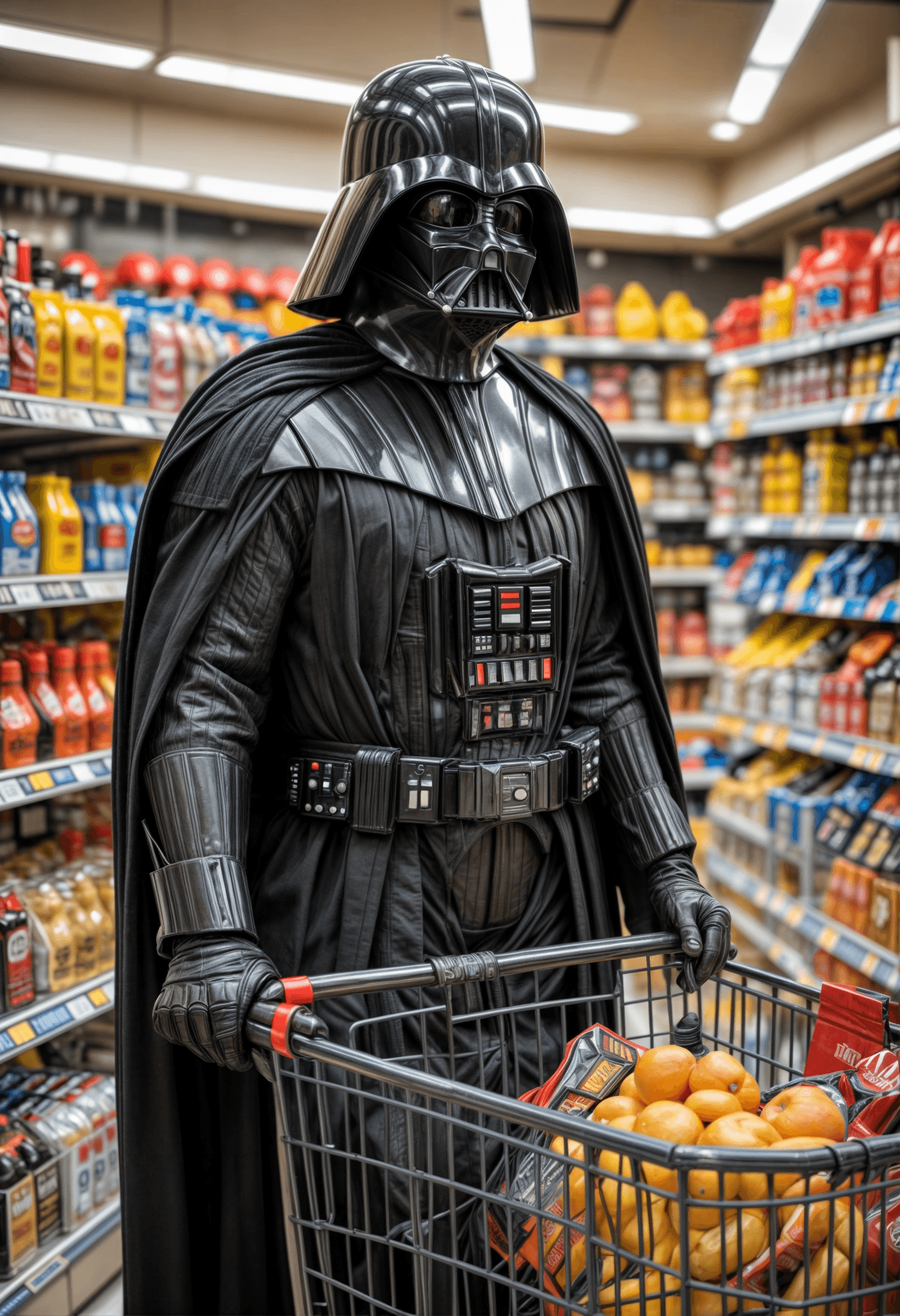 AI generated: Darth Vader in a Shoppingcenter mall