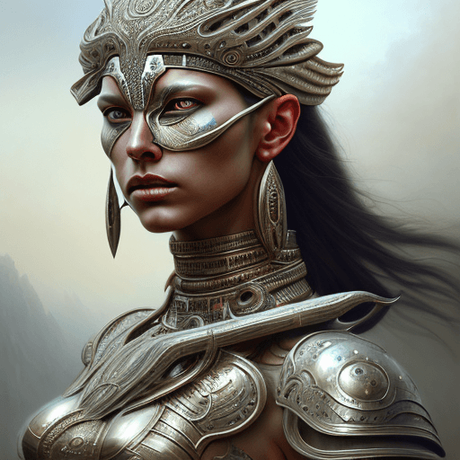 AI generated: closeup portrait shot of a female Aztek Warrior in an epic battle environment, intricate, elegant, h...