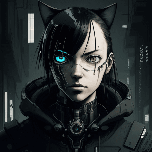 AI generated: 4k, intelectual, artistic, pointage art, portrait, synthetic human with mechanic and animal style, w...