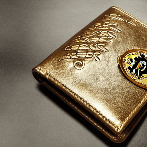 AI generated: (((Photographic style))), (8k), (((Leather wallet with a golden embossed Bitcoin symbol))), ((((Deta...