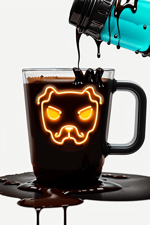AI generated: Impactful composition, dripping (neon:0.8) (coffee:0.8) (heat splash:0.8) paint across the shape of ...