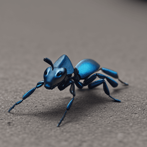 AI generated: blue ant army with silver armor