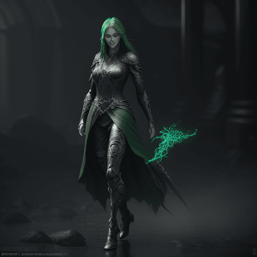 AI generated: green eyes,character design, style elden ring, full body, mist, photorealistic, octane render, unrea...