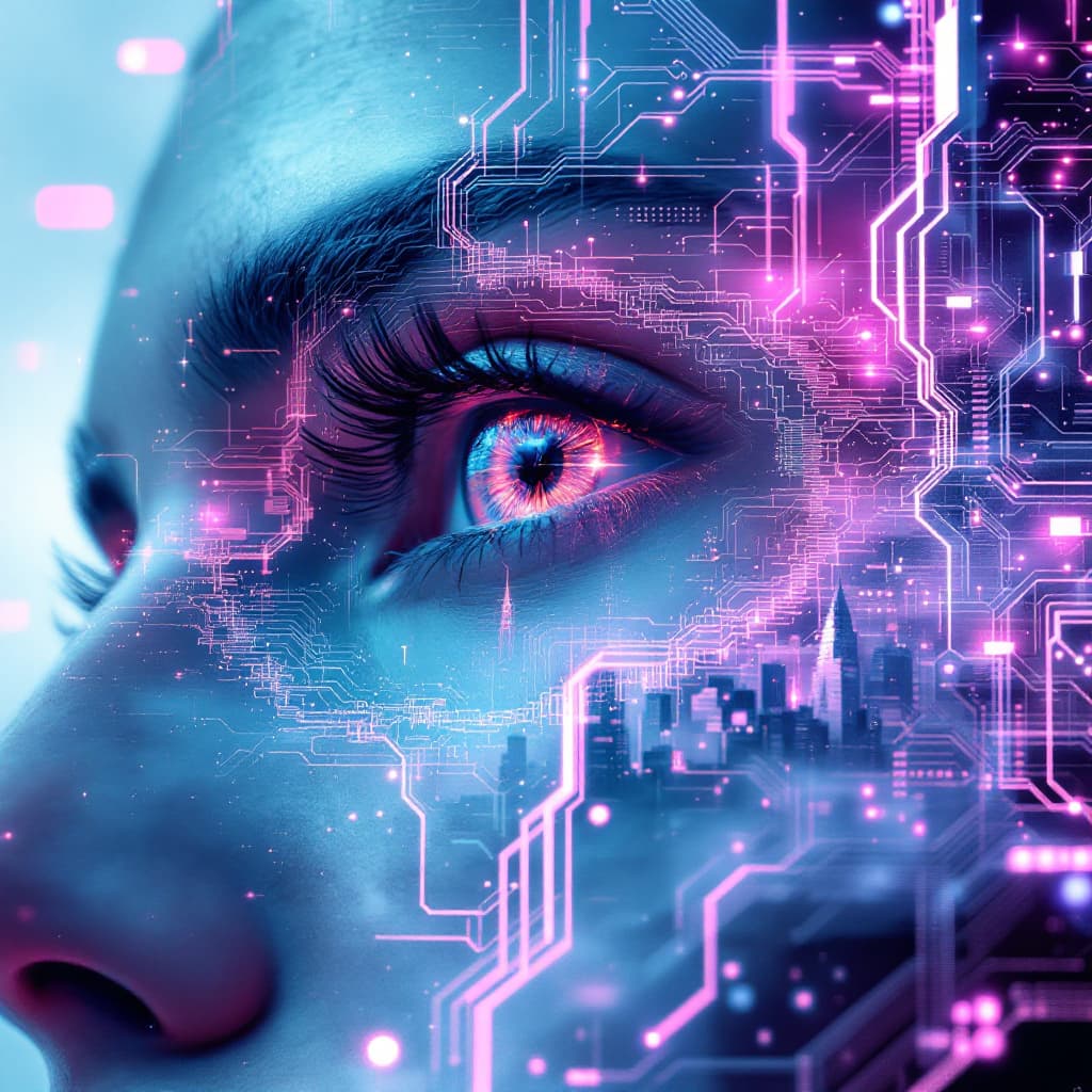 AI generated: (masterpiece, digital art:1.3), a highly intricate double exposure artwork inspired by Yuumei, featu...