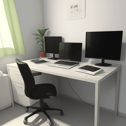 AI generated: persona latina usando computadora en su casa