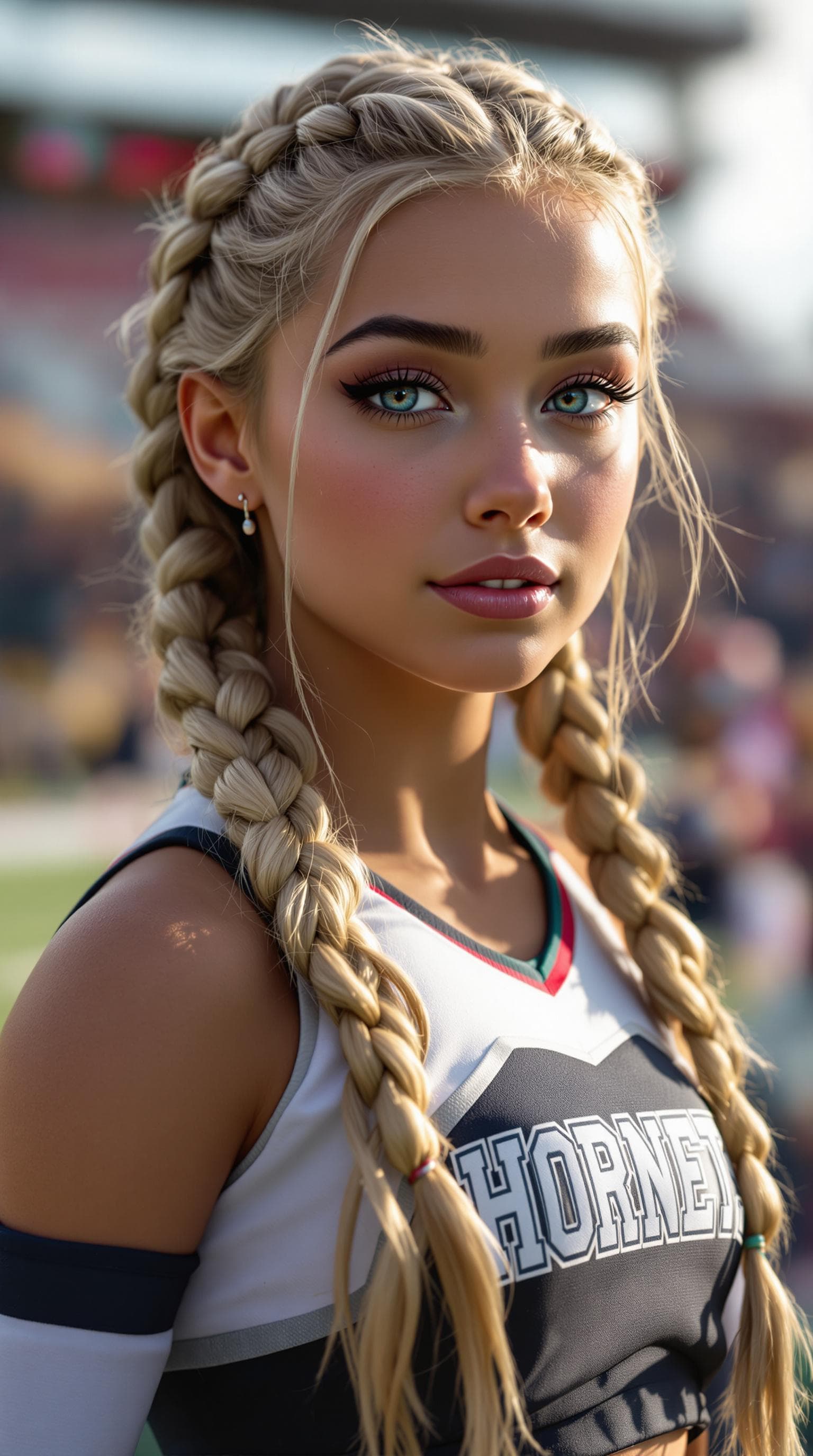 AI generated: a professional photo of a exceptionally beautiful 7th grade girl in the world, in a highly detailed,...