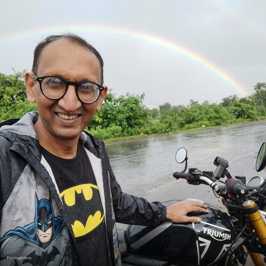 AI generated: Rainy season with rainbow Batman dress 