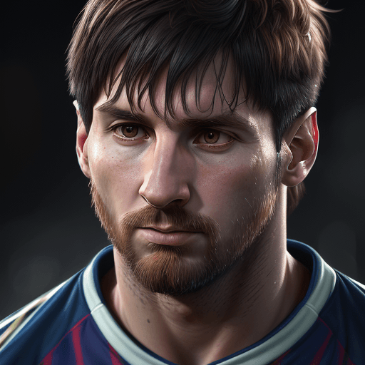 AI generated: "Highly detailed portrait of Lionel Messi in Club Atlético Boca Juniors jersey, soccer concept art, ...