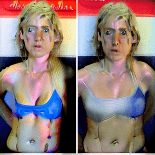 AI generated: Blonde Dutch teen slim body topless small breasts pierced nips trimmed