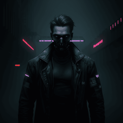 AI generated: cinematic, candid shot, cast in the moody ambiance of darkness with deep fog and neon lights, hyper ...
