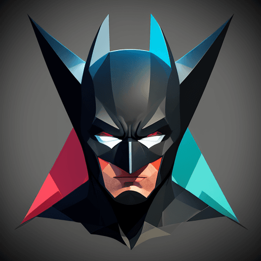 AI generated: Abstract art of Batman in lowpoly geometric shapes, rendered with vibrant colors and sharp angles. -...