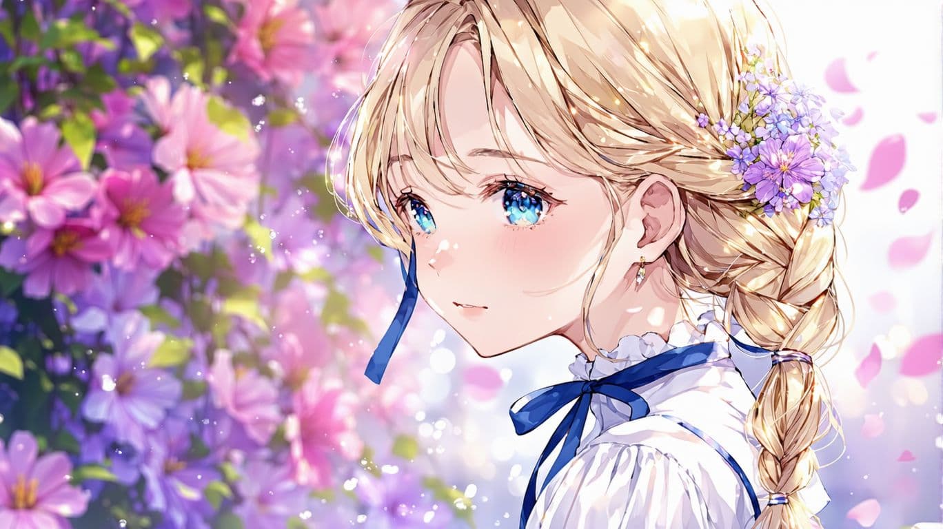 AI generated: The image is an illustration of a young ((facing to the viewer)) girl with blonde hair and blue eyes...