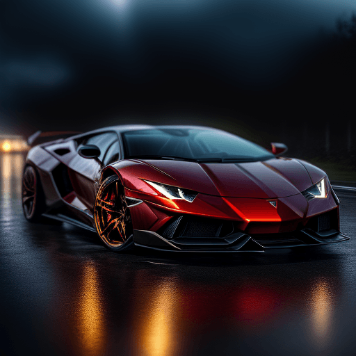 AI generated: A realistic illustration of a lamborghini, noon time and Rainy weather, ultra detailed, HDR, octane ...