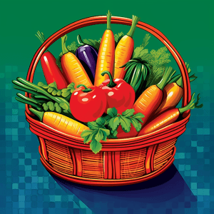 AI generated: Vibrant vegetable basket vector, featuring a lively mix of fresh carrots and ripe tomatoes, by artis...