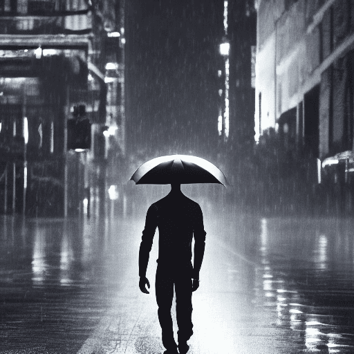 AI generated: black street dancer Standing in the rain, dark city and streets in the background, moody lighting ci...