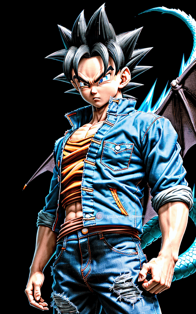 AI generated: toriyama akira, 1boy, black hair with ghoan tuft, blue eyes, muscled, dragon ball, (dragonball z), h...