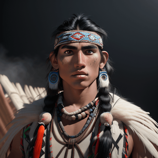 AI generated: Pixar style, young indigenous man of Tehuelche race, 4k, 8k, unreal engine, photorealistic octane re...