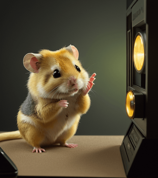 AI generated: very beautiful portrait of an extremely cute and adorable golden hamster who is waving goodbye to a ...
