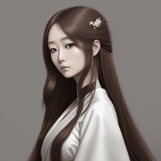 AI generated: woman with beautiful long brown hair, in the style of kenro izu, meticulous technique, magewave, hal...