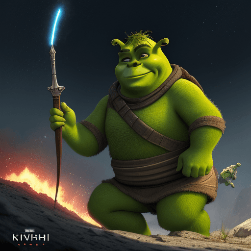 AI generated: sprav mi scifi obal na knihu shrek
