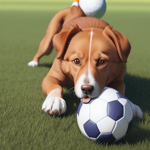 AI generated: dog playing with a ball on the grass