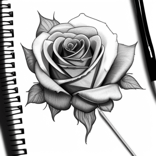 AI generated: Un croquis de roses pour tatouage 