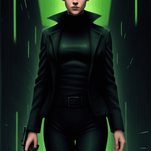 AI generated: An agent from the Matrix with short hair