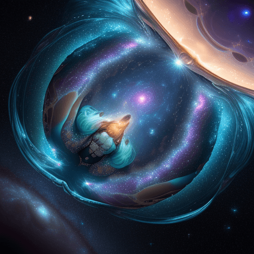 AI generated: sand worms swimming in space, surrounded by galaxies and stars, creating an otherworldly atmosphere ...